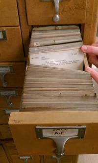 Our vinyl collection is very large.  Only about half of our albums can be found with the online catalog.  Here we browse the card catalog for Brubeck.